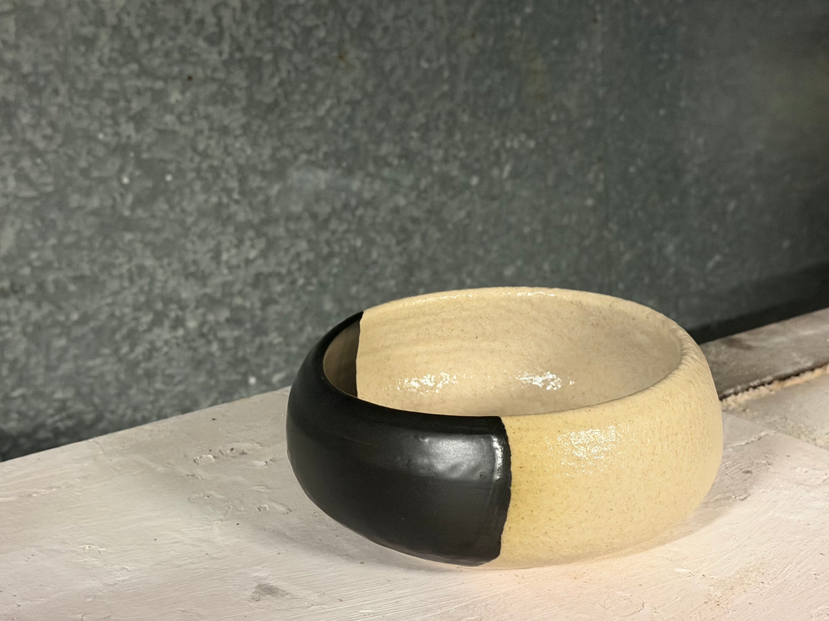 Shino/Black Serving Bowl