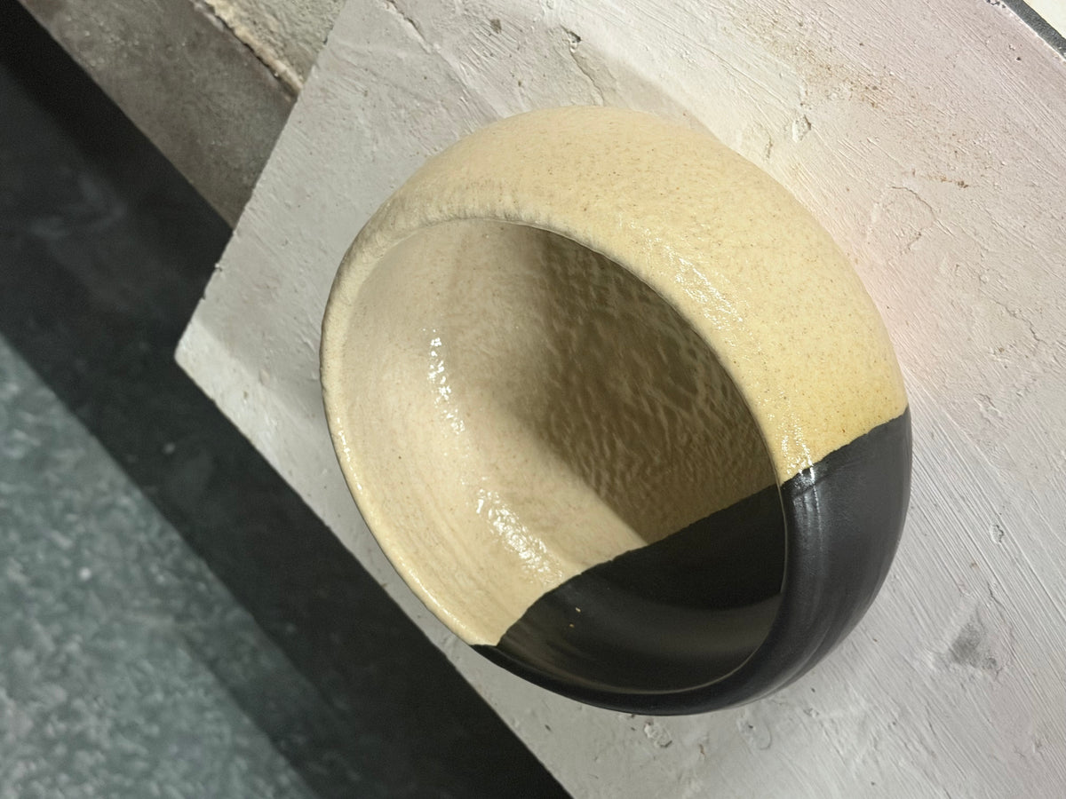 Shino/Black Serving Bowl