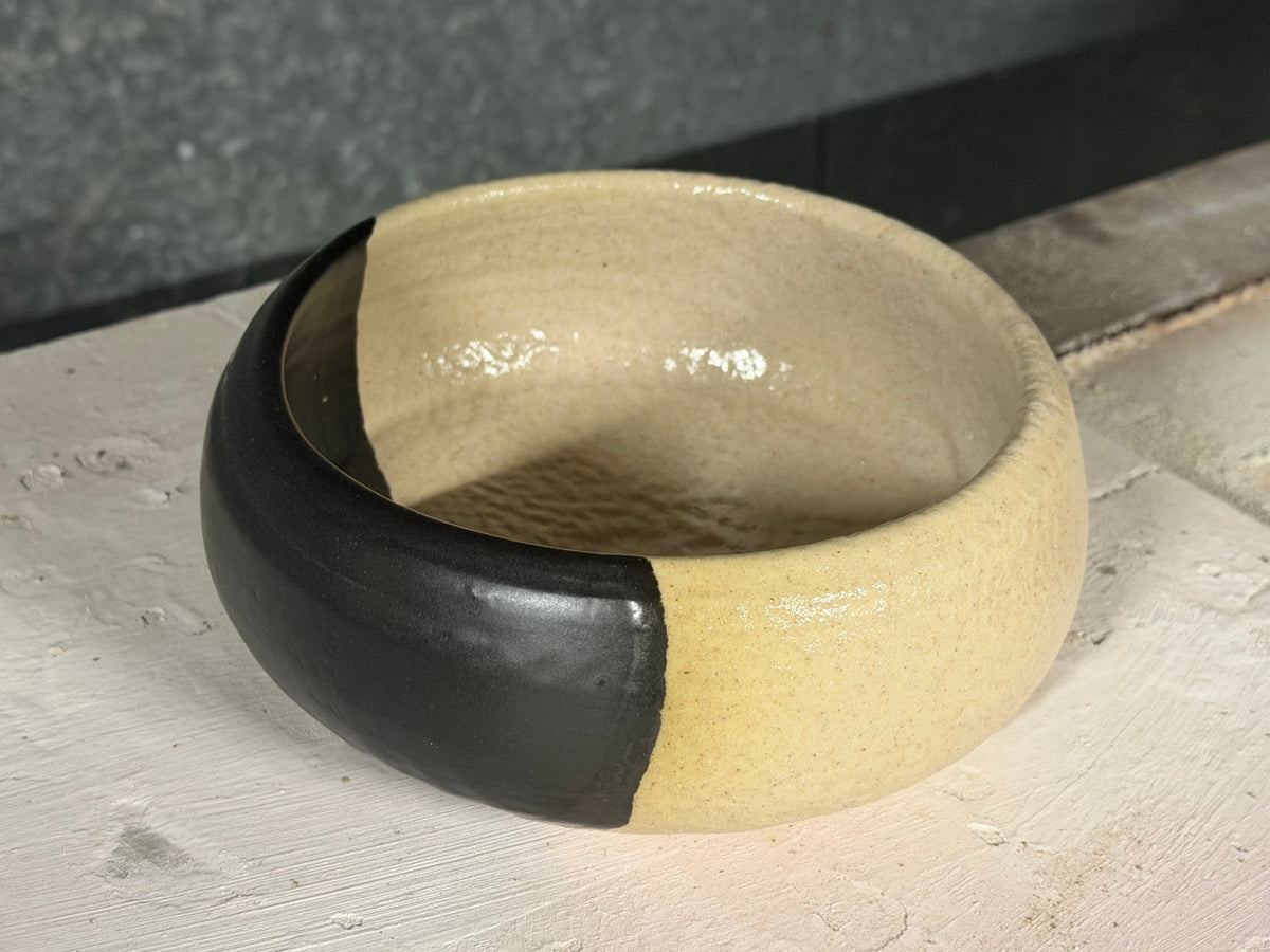 Shino/Black Serving Bowl